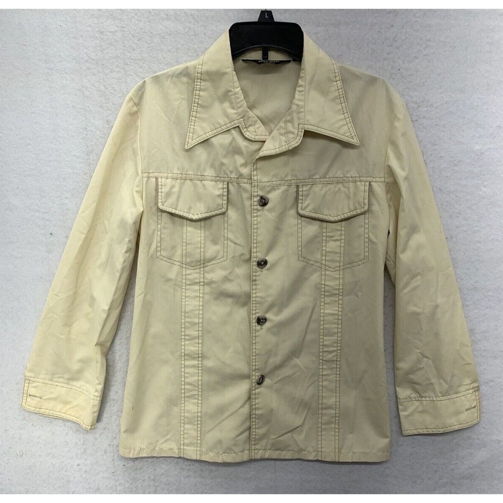 Vintage 1970s Sears The Men's Store Kings Road Cream Polyester Disco S/M